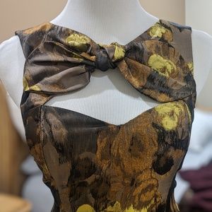 Asos bronze floral, open chest dress